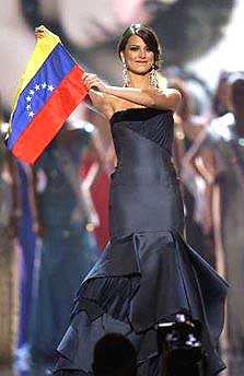 Stefania Fernandez, Miss Universe 2009 holds the Venezuelan flag