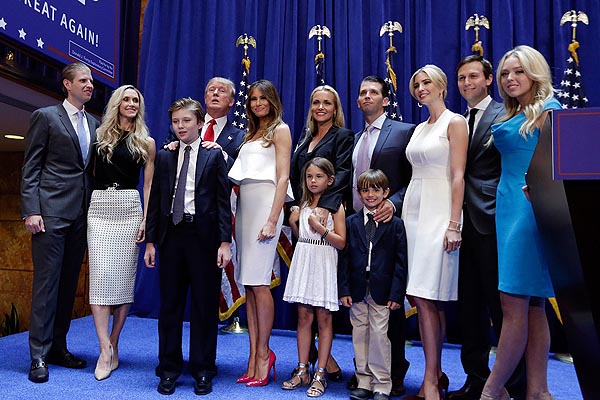 Donald Trump with his family on June 16 officially announcing running for President