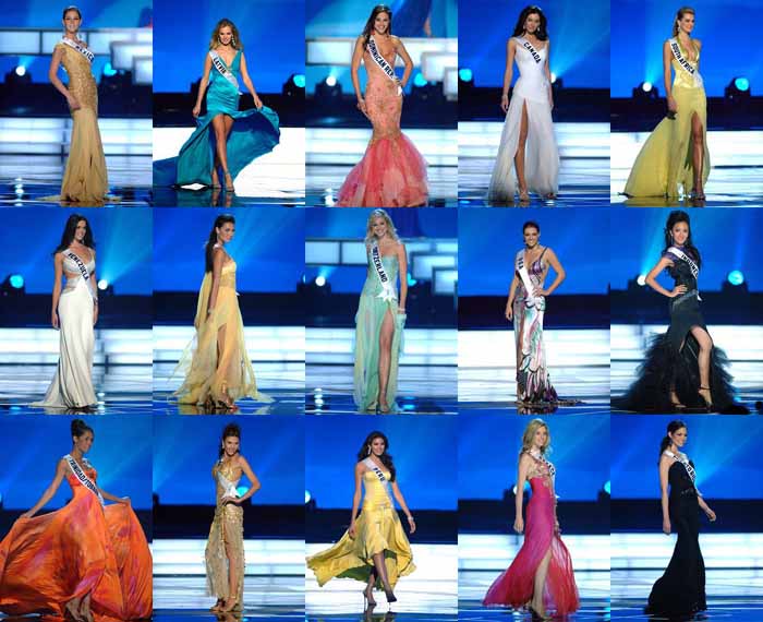 Gowns: Mexico, Latvia, Dominican Rep., Canada, South Africa, Venezuela, Norway, Switzerland, USA, Indonesia, Trinidad, Israel, Peru, Greece, Puerto Rico
