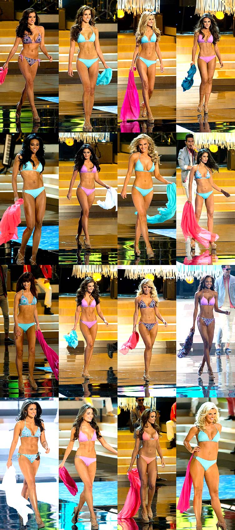 Miss USA 2012 Swimsuit Competition: Tennessee, Alabama, Ohio, Michigan, Maryland, New Jersey, Texas, Colorado, Oklahoma, Louisiana, Maine, Georgia, South Carolina, Rhode Island, Nevada, Arkansas